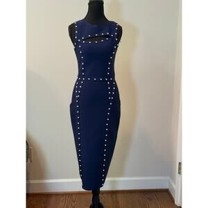 Lascana Sleeveless Navy Bodycon qith Silver Stud embellishments